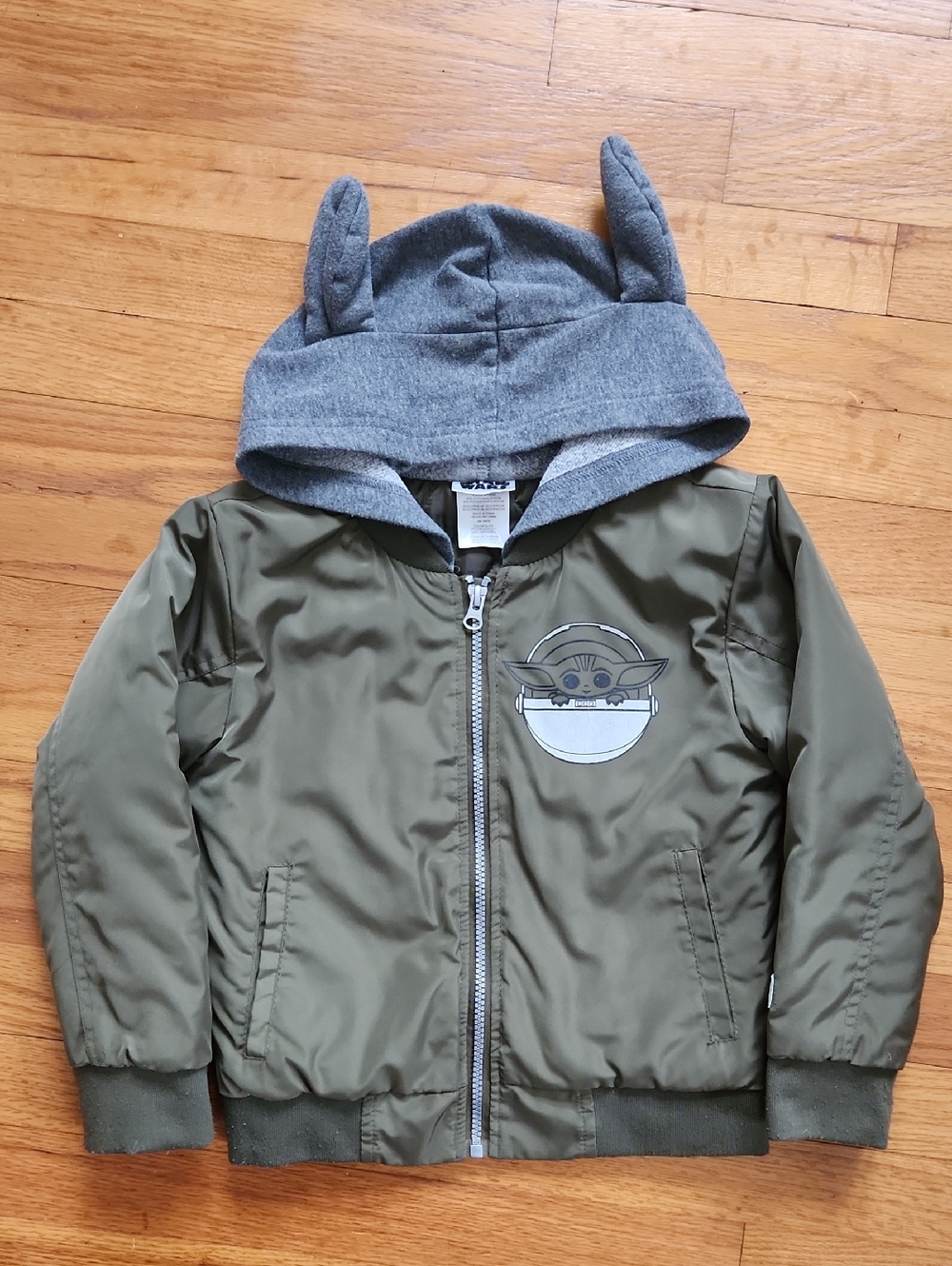 STAR WARS Baby Yoda Green Hooded Bomber Jacket Size 5/6